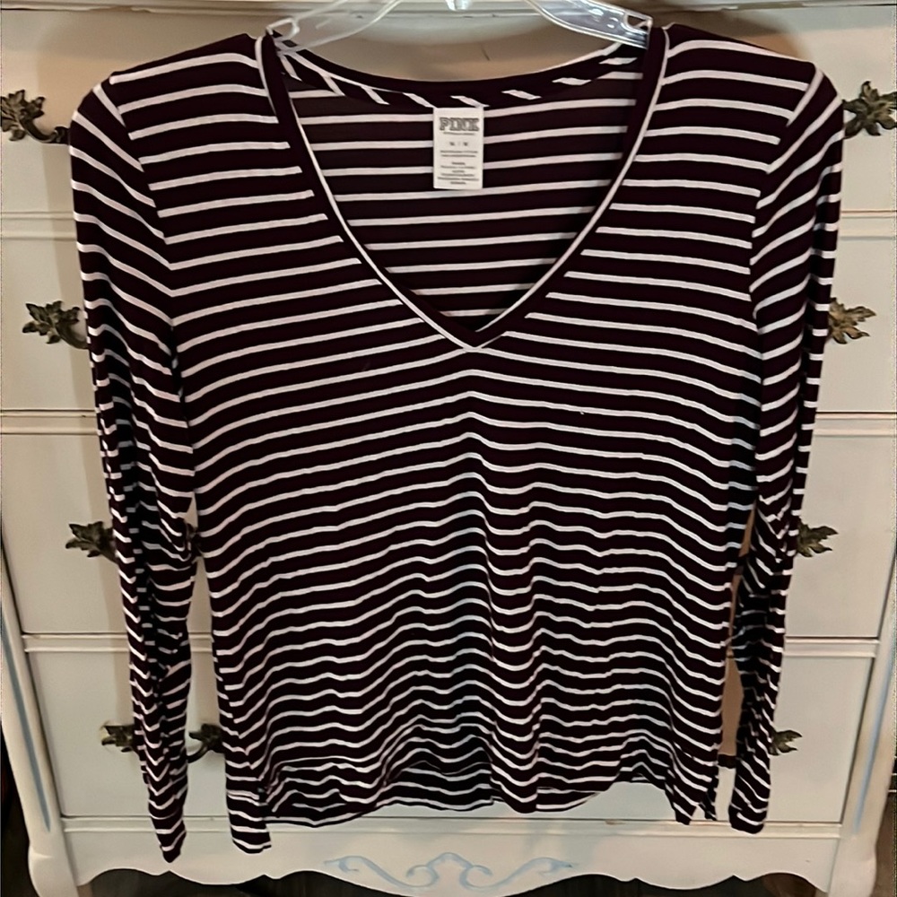 PINK Purple and White Stripped Shirt